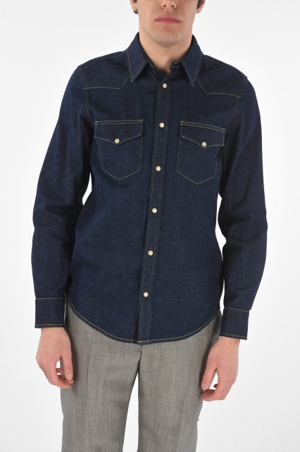 ALEXANDER MCQUEEN アレキサンダー マックイーン Blue シャツ 567872QNY624001 メンズ DARK WASH EMBROIDERED SAHARAN DENIM SHIRT 【関