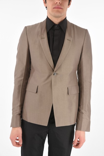 RICK OWENS リック オウエンス Beige ジャケット RU20S7737SC34 メンズ PEAK LAPEL SILK BLEND BLAZER 【関税・送料無料】【ラッピング無