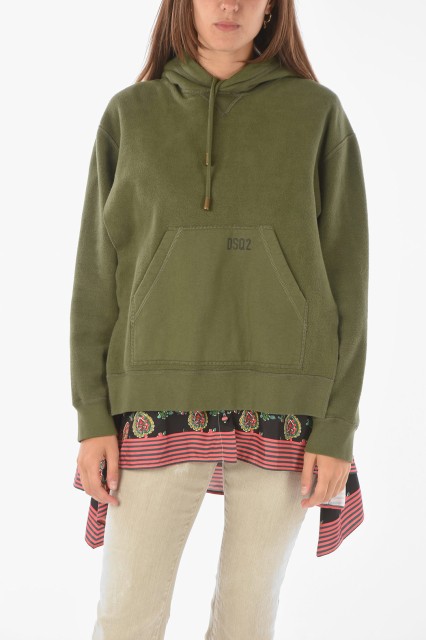 DSQUARED2 ディースクエアード Green トレーナー S75GU0384 S25042 727 レディース HOODIE IN CONTRASTING FABRIC 【関税・送料無料】【