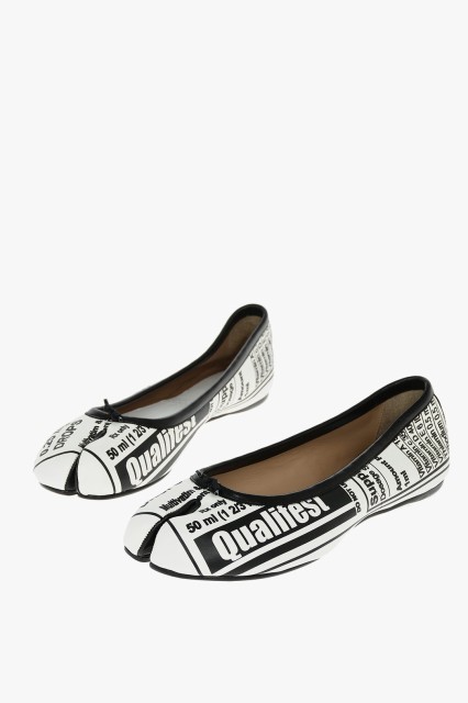 MAISON MARGIELA メゾン マルジェラ Black ＆ White フラットシューズ S58WZ0042 P2148 H7030 レディース MM22 LEATHER TABI BALLET FLAT