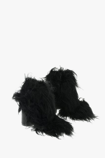 MAISON MARGIELA メゾン マルジェラ Black ブーツ S40WU0185 P1964 T8013 レディース MM6 LEATHER ANKLE BOOTS WITH FUR ALL-OVER 9,5CM