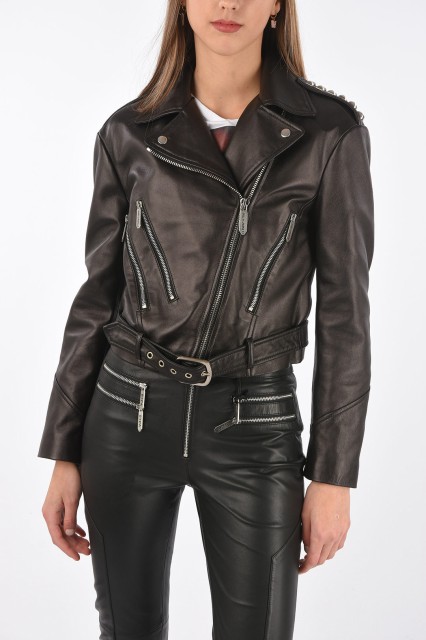 JUST CAVALLI ジャスト カヴァリ Black ジャケット S02AM0324 N09299 900 レディース MULTIPOCKET LEATHER BIKER JACKET WITH STUDS 【関