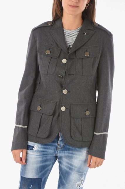 DSQUARED2 ディースクエアード Gray ジャケット S75AM0871 S52997 860 レディース VIRGIN WOOL UTILITY BLAZER 【関税・送料無料】【ラッ