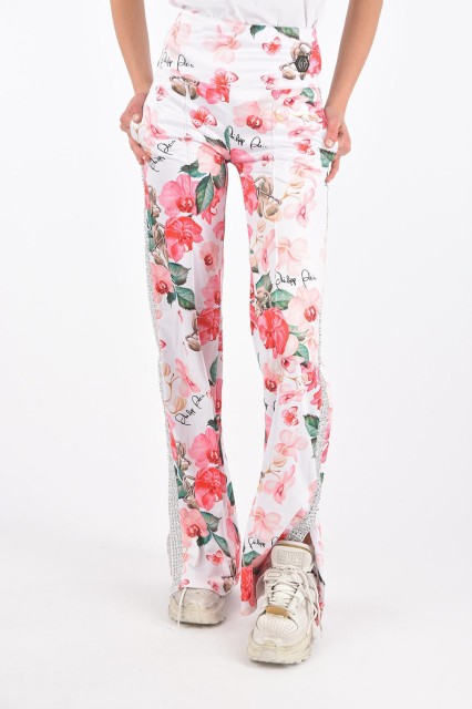 PHILIPP PLEIN フィリッププレイン Bianco, Rosa パンツ S19C WJT0704 PTE003N 01 レディース COUTURE FLORAL-PRINTED JOGGING PANTS WIT