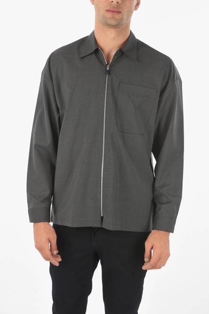 PRADA プラダ Gray シャツ SC540S211/1RIIF0480 メンズ ZIPPED VIRGIN WOOL SHIRT 【関税・送料無料】【ラッピング無料】 dk