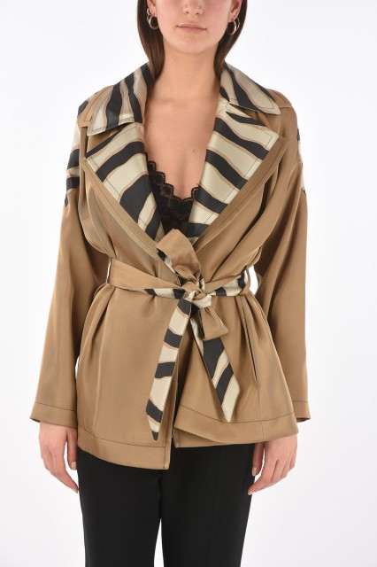 JUST CAVALLI ジャスト カヴァリ Beige コート S02BN0156 N39628 114 レディース DOUBLE-LAPEL SHORT TRENCH WITH TIGER DETAILS 【関税