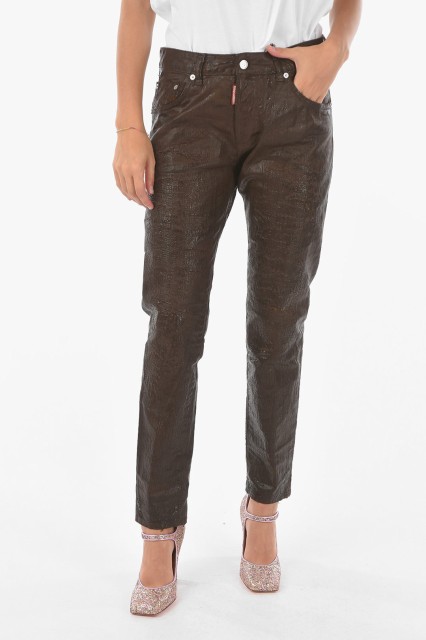 DSQUARED2 ディースクエアード Brown デニム S72LB0427 STN833 143 レディース COATED COTTON SKINNY FIT DAN JEANS 【関税・送料無料】