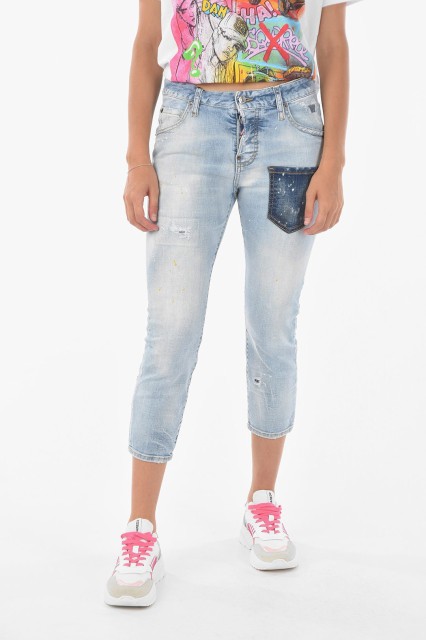 DSQUARED2 ディースクエアード Blue デニム S75LB0512 S30665 470 レディース CROPPED COOL GIRL DISTRESSED JEANS 【関税・送料無料】【