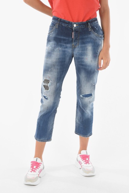 DSQUARED2 ディースクエアード Blue デニム S75LB0527 S30708 470 レディース STRETCH COTTON COOL GIRL CROPPED JEANS 【関税・送料無料