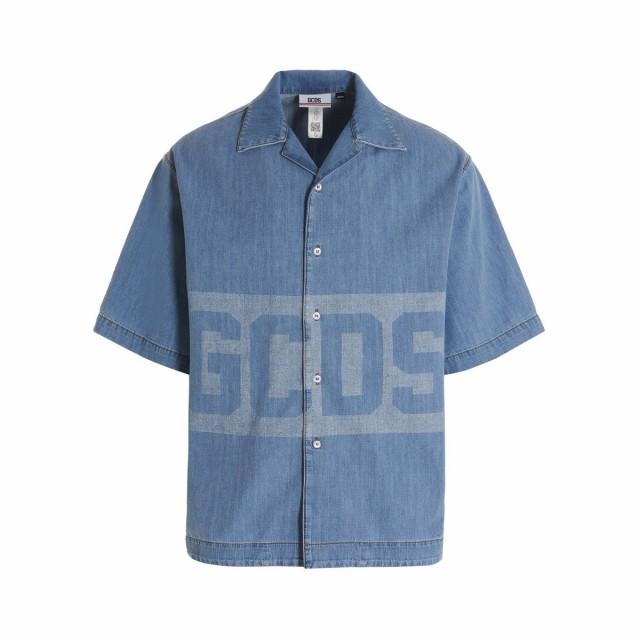 GCDS ジーシーディーエス Light Blue Logo shirt シャツ メンズ 春夏2022