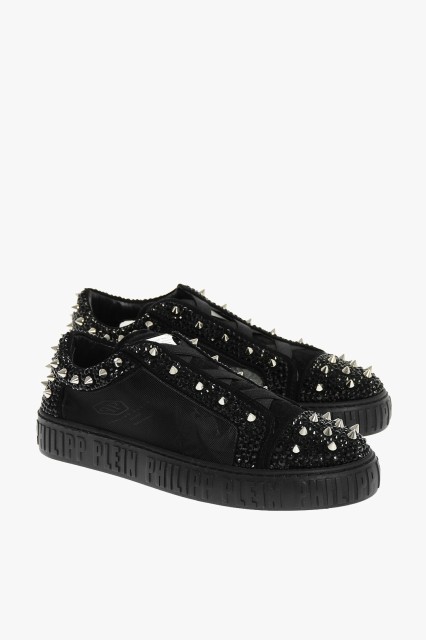 PHILIPP PLEIN フィリッププレイン Black スニーカー S19S WSC1216 BLE011N 0202 レディース EST.1978 SUEDE LEATHER AND FABRIC SNEAKER