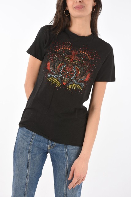 CHRISTIAN DIOR ディオール Black トップス 113T03B44729000 レディース CREW-NECK T-SHIRT WITH EMBROIDERED BEADS AND SEQUIN 【関税・