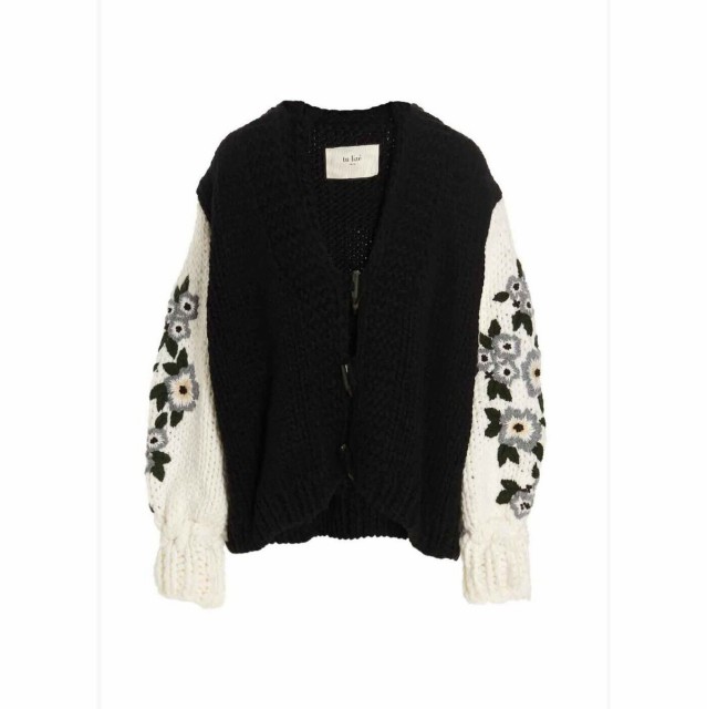 TU LIZE White/Black Floral intarsia cardigan ニットウェア レディース 秋冬2022 TZWMC005NERO 【関税・送料無料】【ラッピング無料】