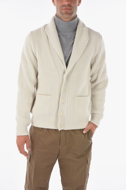 ERMENEGILDO ZEGNA エルメネジルド ゼニア White ニットウェア 155 UYK55 N92 メンズ ZZEGNA CASHMERE MAXI CARDIGAN WITH LEATHER TRIMM