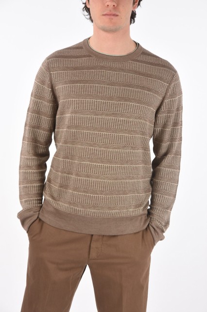 ERMENEGILDO ZEGNA エルメネジルド ゼニア Multicolor ニットウェア 110 UWF97 710 メンズ EZ LUXURY COTTON AND LINEN CREW-NECK SWEATE