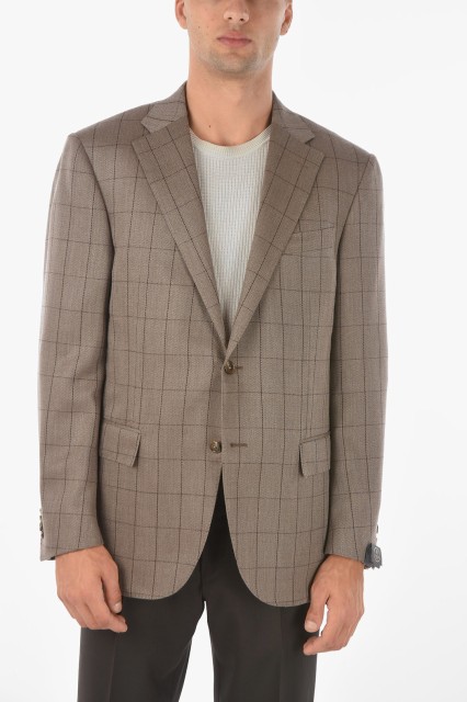 CORNELIANI コルネリアーニ Brown ジャケット 81X268 8116224 033 メンズ HALF-LINED LEADER WINDOWPANE CHECK CASHMERE BLEND BLAZER 【