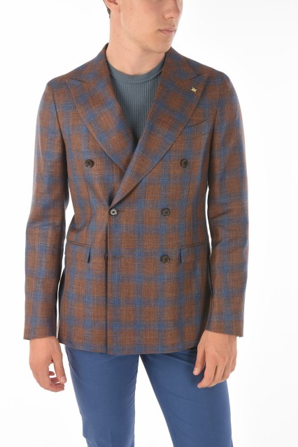 CORNELIANI コルネリアーニ Blue ジャケット 89XZ90-1286226-048 メンズ CC COLLECTION DOUBLE-BREASTED REWARD TARTAN MOTIF BLAZER 【