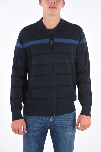 ARMANI EXCHANGE アルマーニ エクスチェンジ Blue ニットウェア 6ZZE1E ZMB1Z 5501 メンズ ARMANI EXCHANGE FULL ZIP STRIPED SWEATER 【