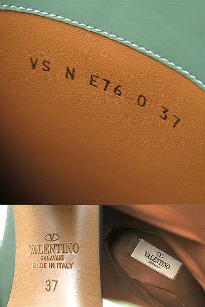 極美品 VALENTINO GARAVANI ヴァレンティノ ガラヴァーニ ロックスタッズ レザー ロングブーツ モスグリーン系 レディース