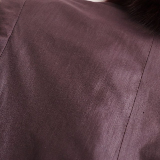 【のきたす】 毛並み極美品 MINK×FOX シェアードミンク×フォックス リバーシブル 本毛皮ロングコート ワインレッド 毛質柔らか の通販