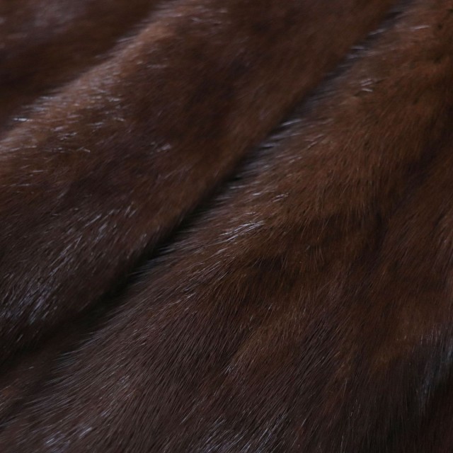 極美品▽MINK シェアードミンク 裏地総柄 本毛皮超ロングコート ダーク