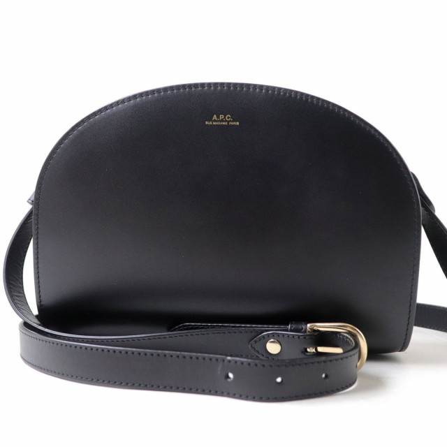 極美品◇本革 A.P.C. アーペーセー F61048 半月型 Mini Demi-Lune bag ハーフムーンバッグ／レザーショルダーバッグ ブラック 黒 保管袋