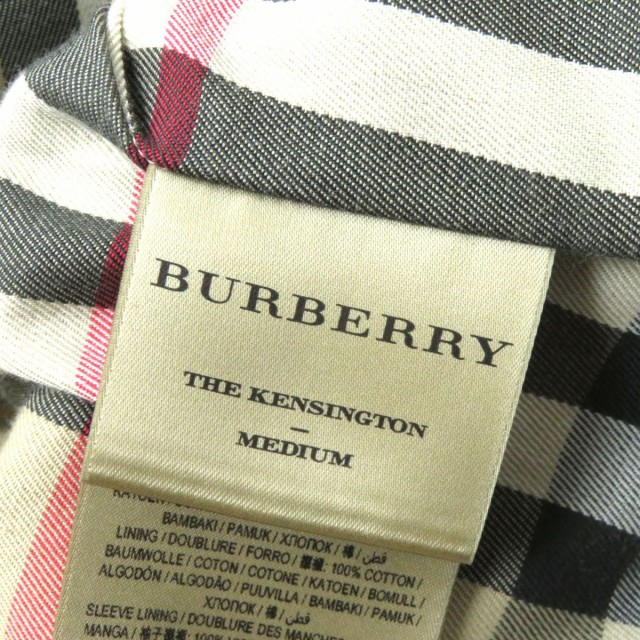 良品★正規品 BURBERRY バーバリーケンジントン 裏地ノバチェック柄 ロゴボタン付き トレンチコート 黒 44 イングランド製