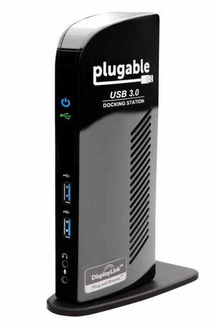 Plugable USB3.0 / USB-C 用ドッキングステーション 縦置き Windows および Mac 用 - デュアルモニター HDMI DVI VGA ポート ギガビット