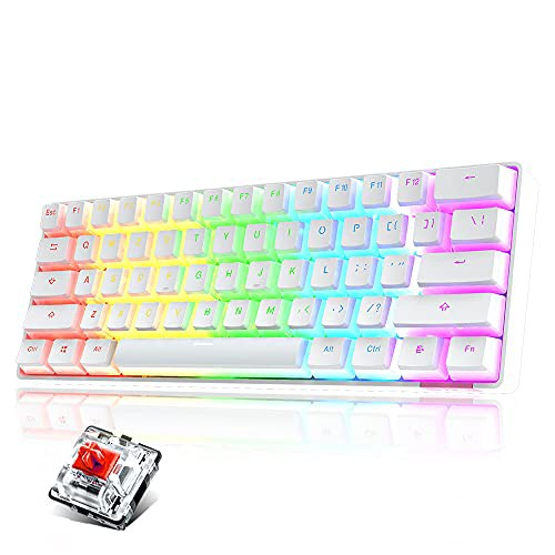 NACODEX Mini 60 Mechanical Gaming Keyboard - PBT Pudding Keycap Bluetooth 50 Rainbow Keyboard - 1000mAh Ultra-Compact Keybo