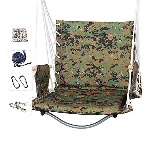 並行輸入品WOOLIY Hammock Chair Single Indoor Outdoor Swing Adjustable with Cushions And Straps Buckle Thickened Hangi