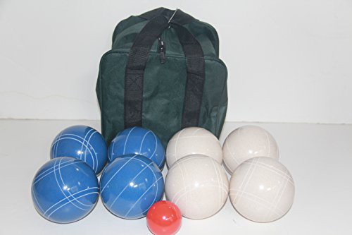 新品Premium Quality and ItalianAmerican Made 110mm EPCO Bocce Set - Blue and White Balls and GreenBlack Bag