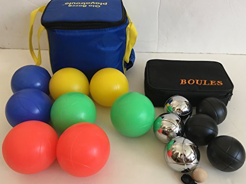 新品Glow in Dark Bocce Set and 73mm Metal PetanqueBoules 6 Ball Set with 3 silver and 3 black balls and black bag