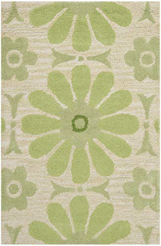 送料無料 Safavieh Kids Collection SFK319A デポー 新作アイテム毎日更新 Handmade Floral Wool Rug Accent Beige 3 x 2 Green
