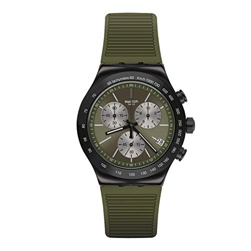 送料無料 Swatch st Steel Quartz Rubber Strap Green 21 Casual Watch Model YVB411