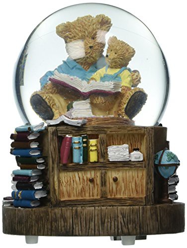 Musicbox Kingdom Reading Bears Snow Globe Decorative Box
