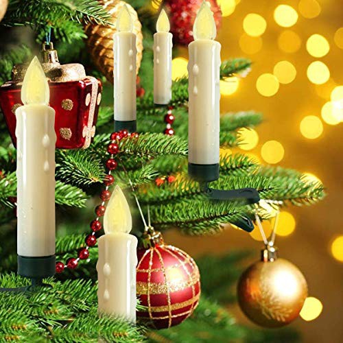 Hoolees 10PCS LED Clip-on Christmas Tree Candle Lights TUV Listed Battery Operated Remote Control for The Christmas dedo