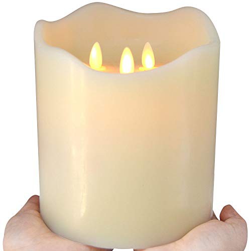 3-Moving Wicks 本物保証 最安挑戦！ Flameless Huge Candle with Remote - inch Control 6 Ivory in X