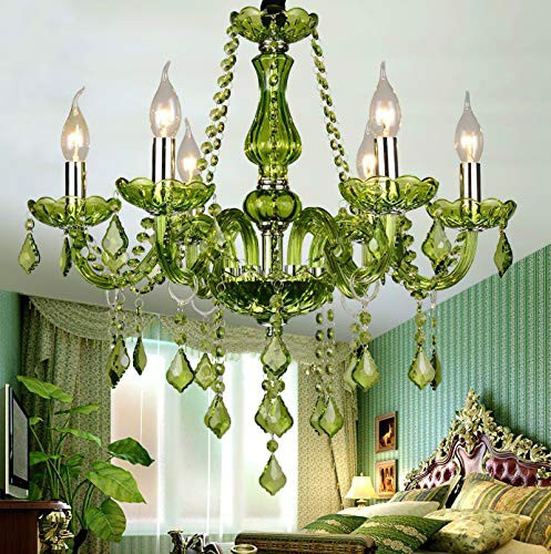 Green K9 Crystal Candle Chandeliers Lighting Modern Pendant Lights Ceiling Fixture Lamp for Dining Living Room Bedroom Hallwa