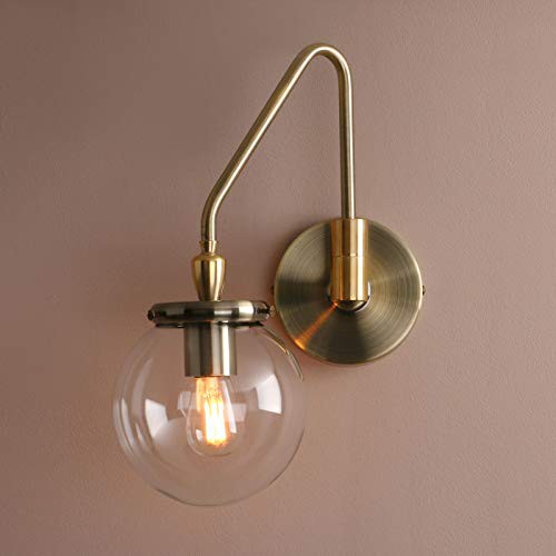 Pathson Industrial Glass Wall Sconce Lighting Adjustable Swing Arm Wall Lamp for Bedside Vintage Style Wall Light Fixtures