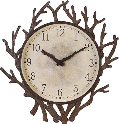 Bestime 21inch Tree Branch Design Metal Clock Wall Art Interior and Outdoor Decoration Big Dial Easy to Read Fits Most d