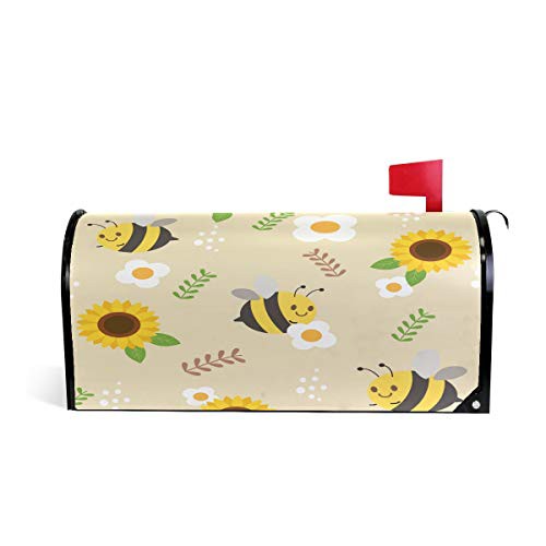 ALAZA WOOR Cute メイルオーダー Bee and Sunflower Magnetic Mailbox Cover x208 Garden 最大89％オフ！ Yard Home for Decor Oversized-255 Outside MailWraps