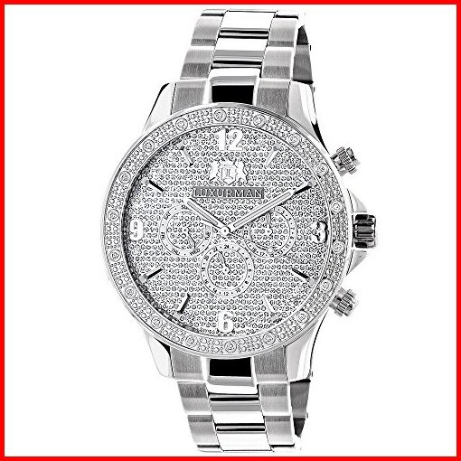 Mens Diamond Watch by LUXURMAN 02CT LIBERTYスイス並行輸入品