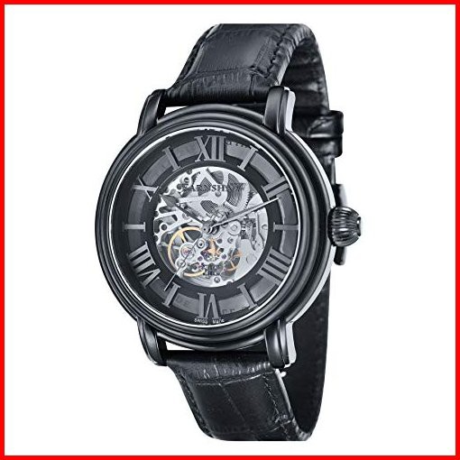 Thomas Earnshaw LONGCASE MEN Black Genuine Leather Strap Watch - ES-0032-02並行輸入品