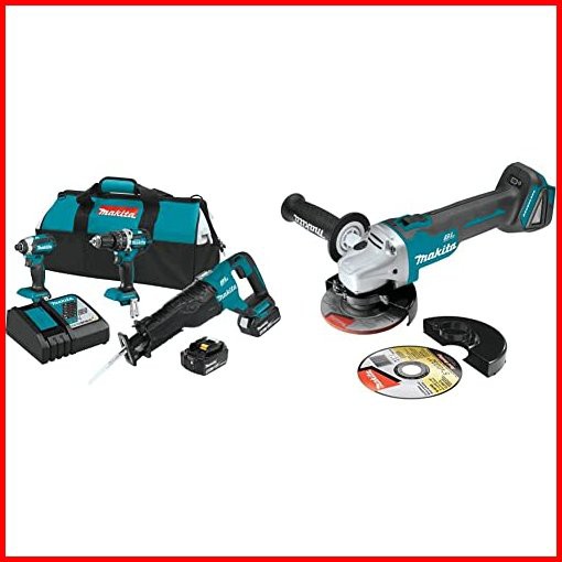 Makita XT328M 18V LXT Lithium-Ion Brushless Cordless 3-Pc Combo Kit 40Ah with XAG04Z 18V LXT Lithium-Ion Brushless Cordle