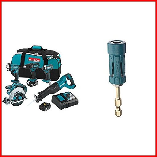 Makita XT505 18V LXT Lithium-Ion Cordless 5-Pc Combo Kit with with B-35097 Impact GOLD Ultra-Magnetic Torsion Insert Bit Hol