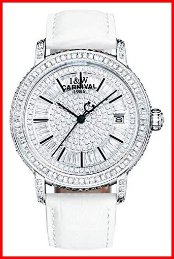 Women s Diamond Watch自動機械スワロフスキークリスタル本革ストラップスイスWatches ホワイト