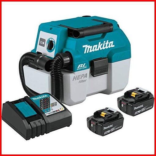 Makita XCV11T 18V LXT Lithium-Ion Brushless Cordless 2 Gallon HEPA Filter Portable WetDry Dust ExtractorVacuum Kit 50Ah