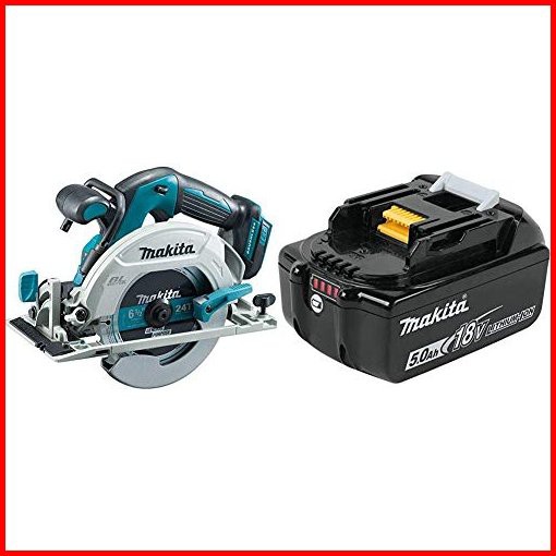 Makita XSH03Z 18 Volt LXT Lithium-Ion Brushless Cordless 6-12 Inch Circular Saw with Makita BL1850B 18 Volt LXT Lithium-Ion