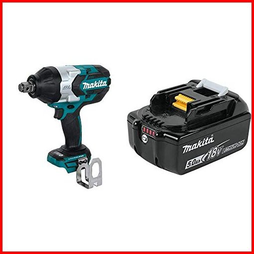 Makita XWT07Z 18 Volt LXT Lithium-Ion Brushless Cordless High Torque 34 Inch Sq Drive Impact Wrench with Makita BL1850B 18