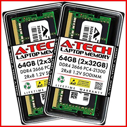 柔らかい 送料無料A-Tech 64GB 2x32GB DDR4 2666 MHz SODIMM PC4-21300 